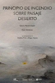 Principio de incendio sobre paisaje desierto
